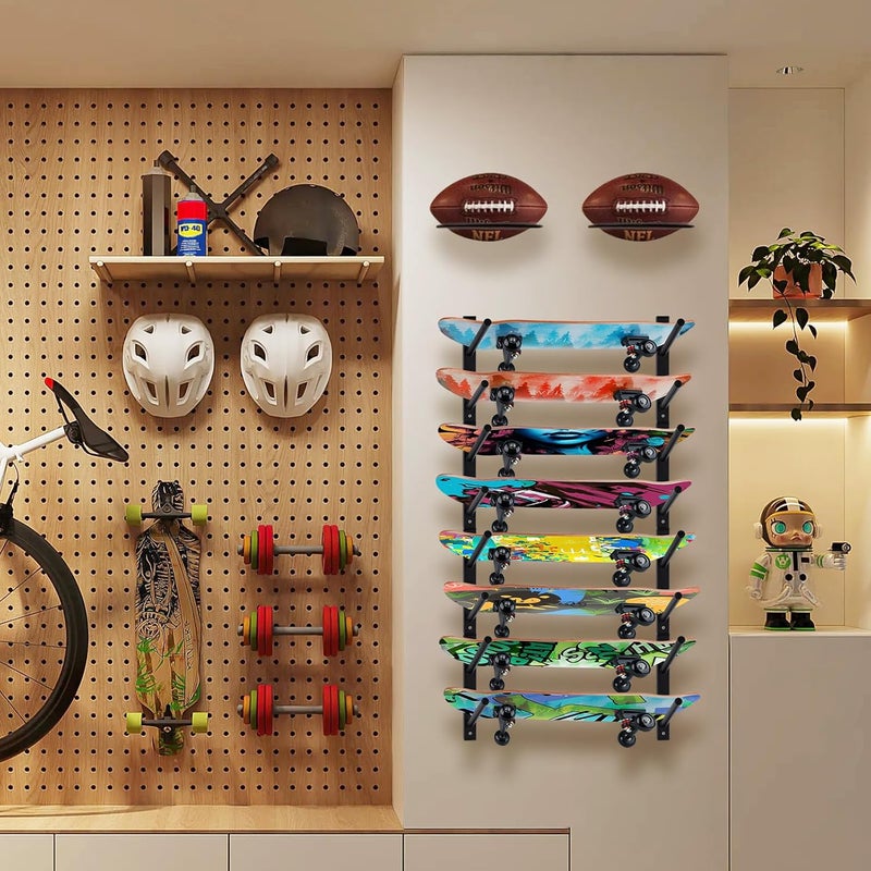 BiJun Skateboard Wall Mount, Snowboard Wall Mount Display, Horizontal Ski Wall Rack, Skateboard Rack Storage Holder Longboard Hanger - Image 3